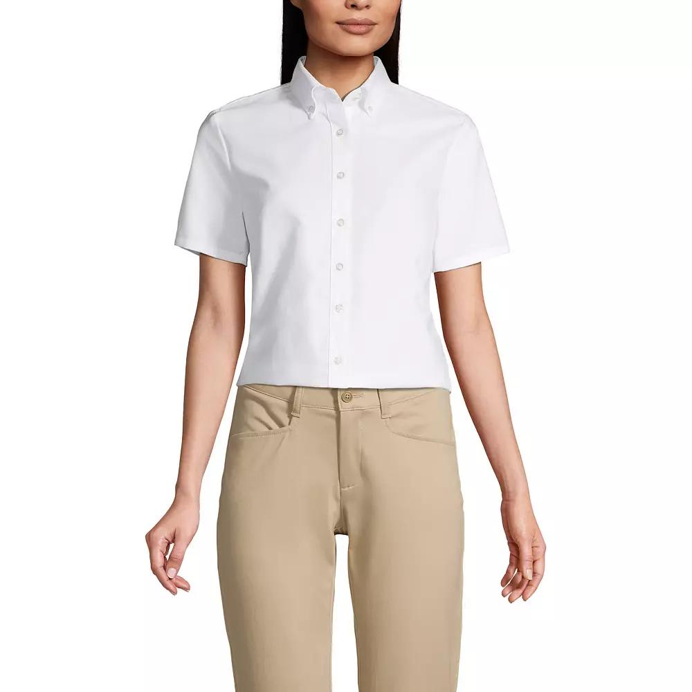 Women's Lands' End School Uniform Short Sleeve Oxford Dress Shirt,  Product Image