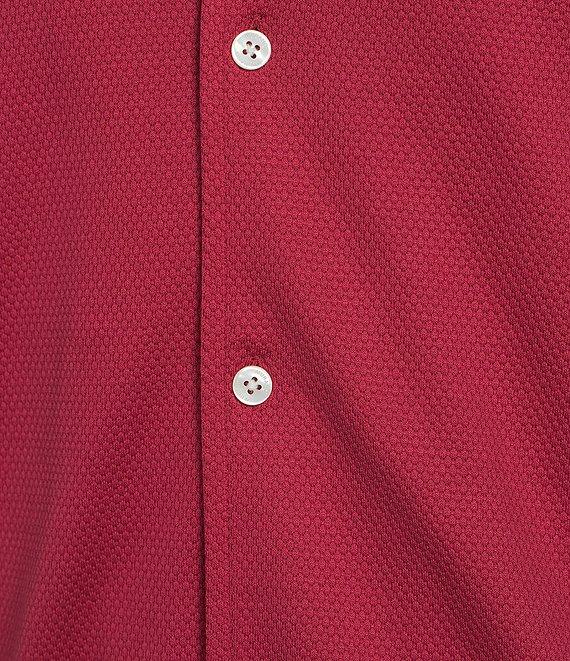 Murano Liquid Luxury Slim Fit Textured Coatfront Short Sleeve Woven Camp Shirt Product Image