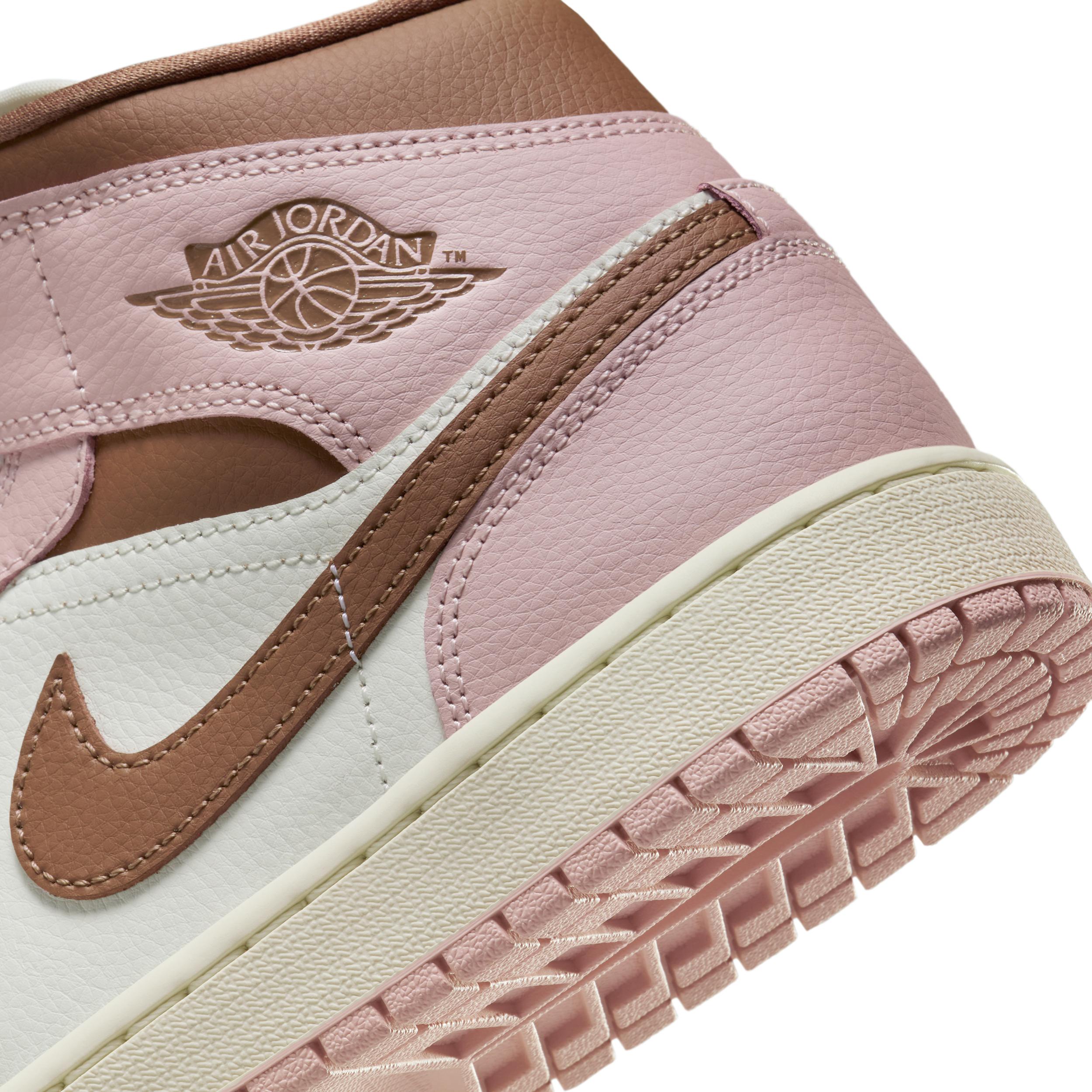 Jordan Womens Jordan AJ 1 Mid - Womens Basketball Shoes Archeo Brown/Pink Oxford/Sail Product Image