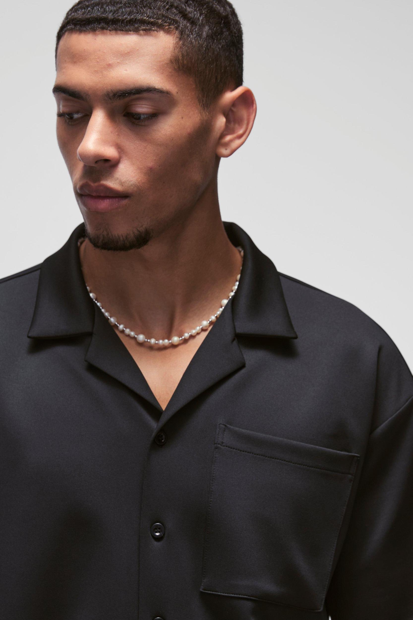 Oversized Boxy Scuba Shirt | boohooMAN USA Product Image