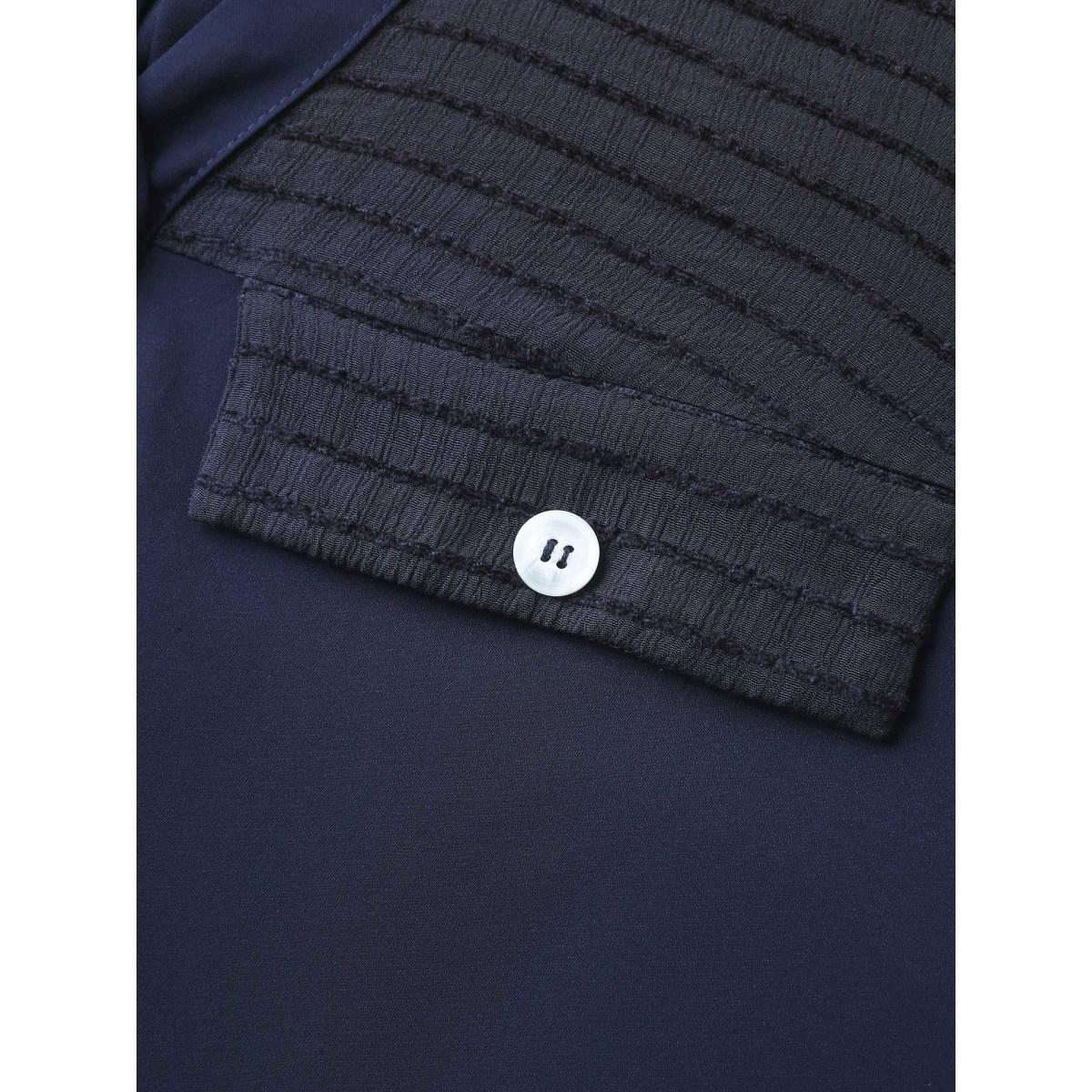 Plus Size Aegean Sheer Neck Collar Tab Sleeve Blouse Women Short sleeve Shirt collar Work Blouses BloomChic 30/6X Product Image