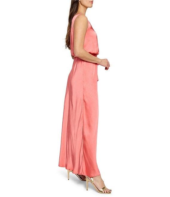 NIC + ZOE Bianca Day Gloss V-Neck Sleeveless Tie Waist Maxi Dress Product Image