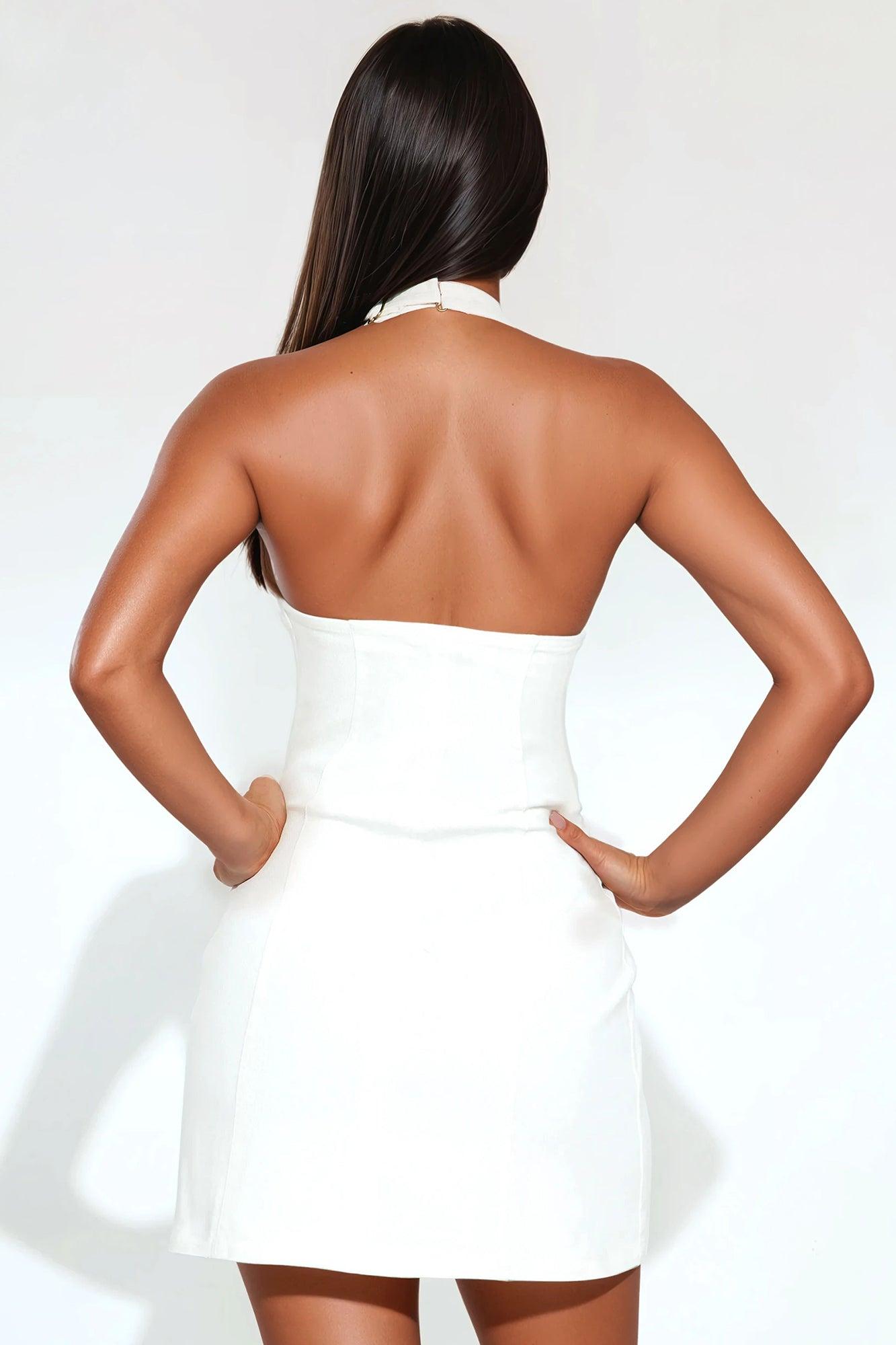 Run This Town Denim Mini Dress - White Wash Product Image