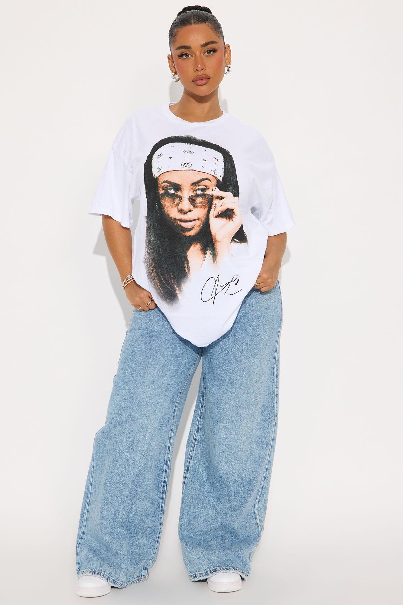 Aaliyah Washed Oversized Tee - White Female Product Image