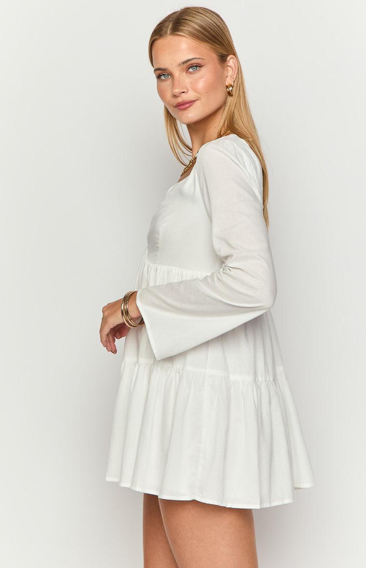Lucky Heart White Long Sleeve Mini Dress Product Image