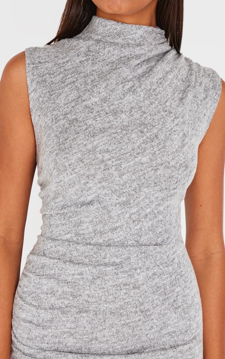 Grey Marl High Neck Ruched Detail Maxi Dress Product Image