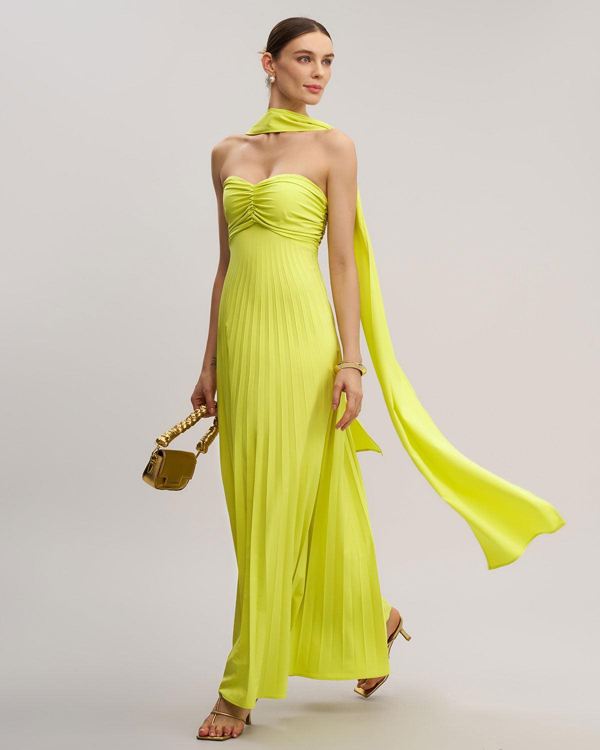 Yellow Strapless Maxi Dress Product Image