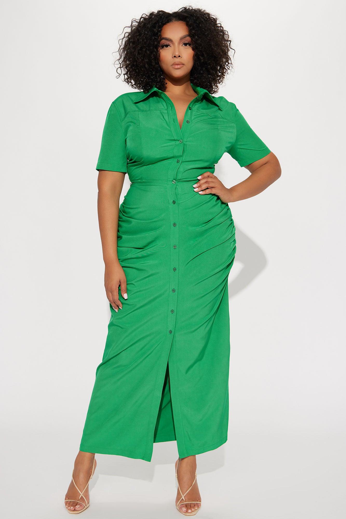 Jennifer Collared Maxi Dress - Green Product Image
