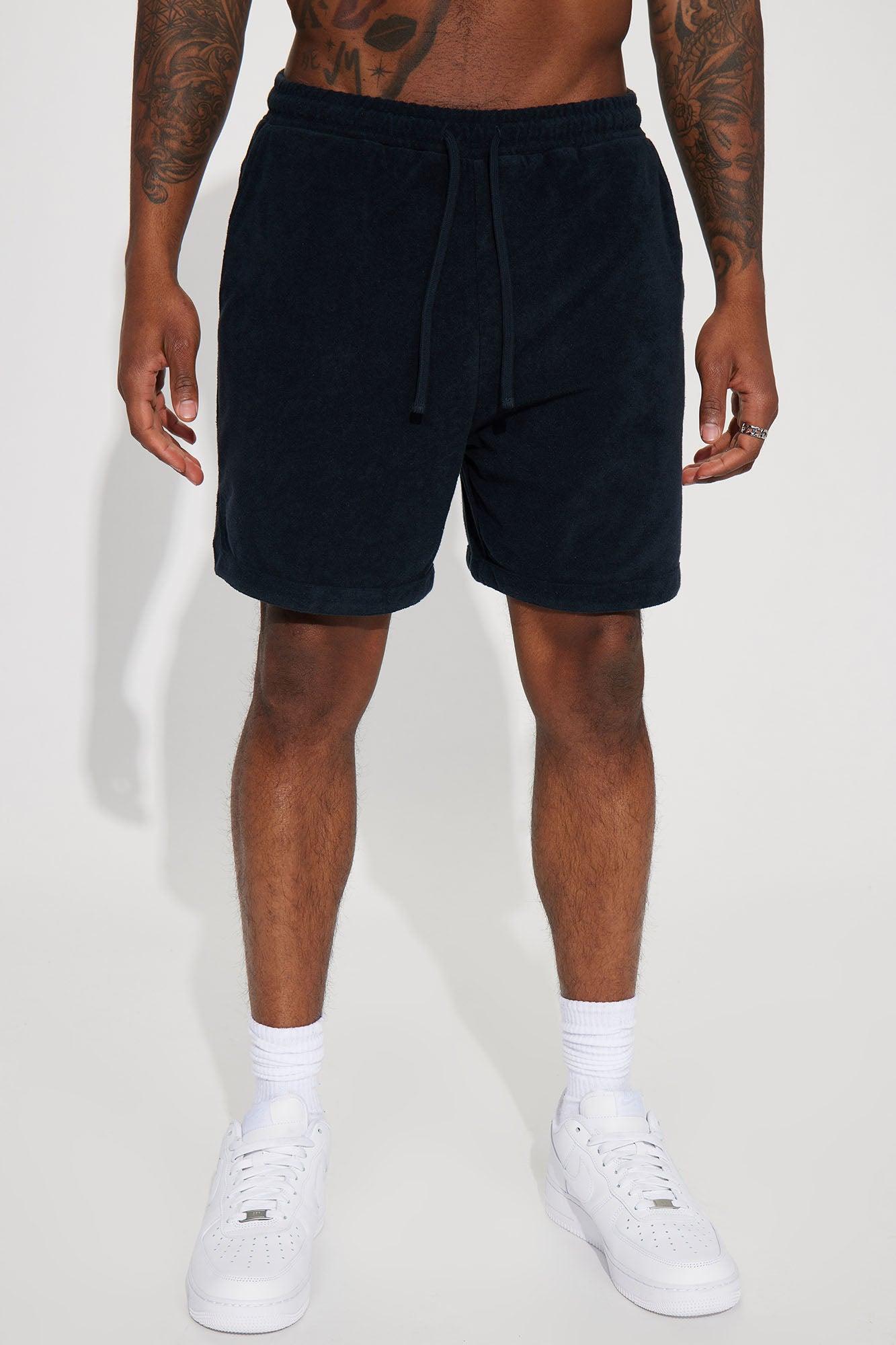 Dipped Terry Knit Shorts - Black Product Image