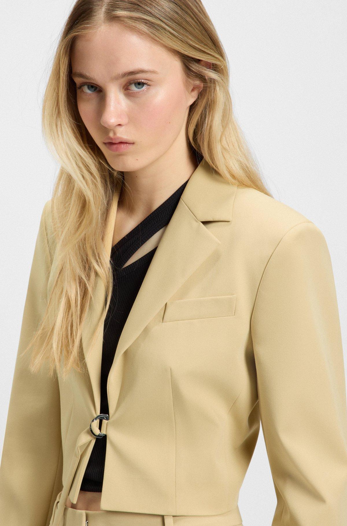 Cropped regular-fit blazer with belt closure Product Image