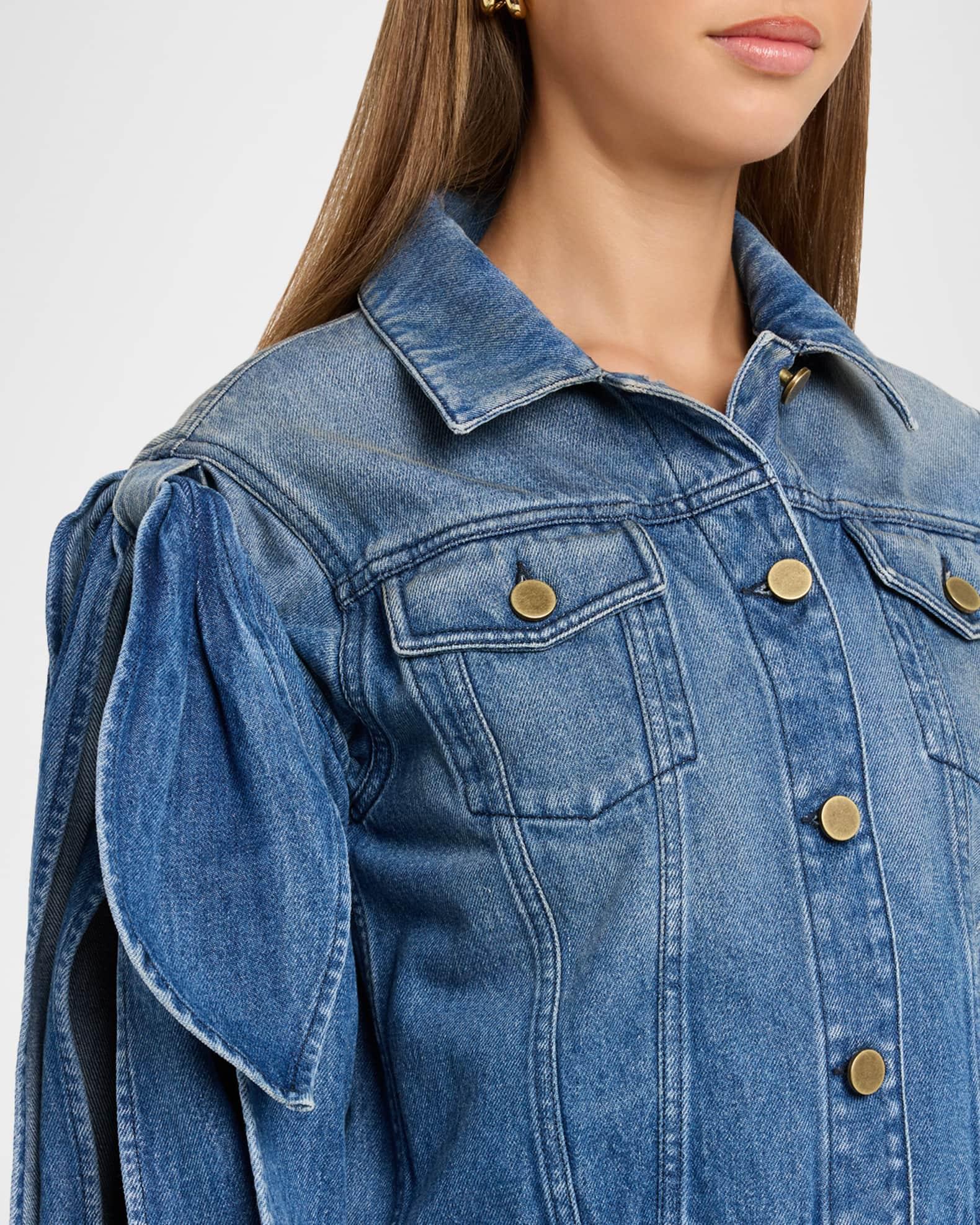 Briella Tie Slit-Sleeve Denim Jacket Product Image