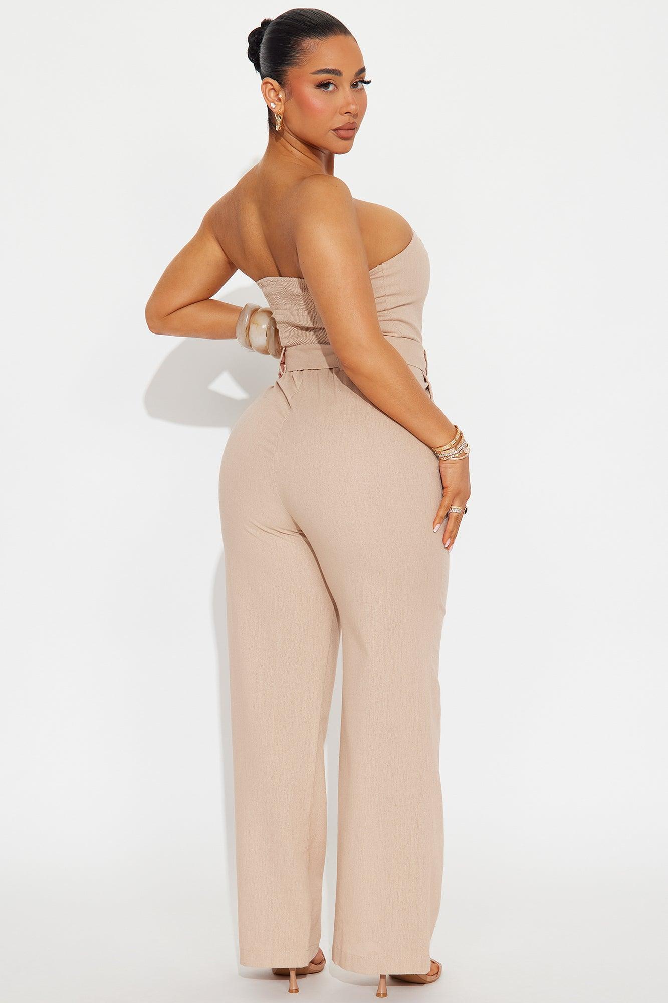 Leona Linen Jumpsuit - Taupe Product Image