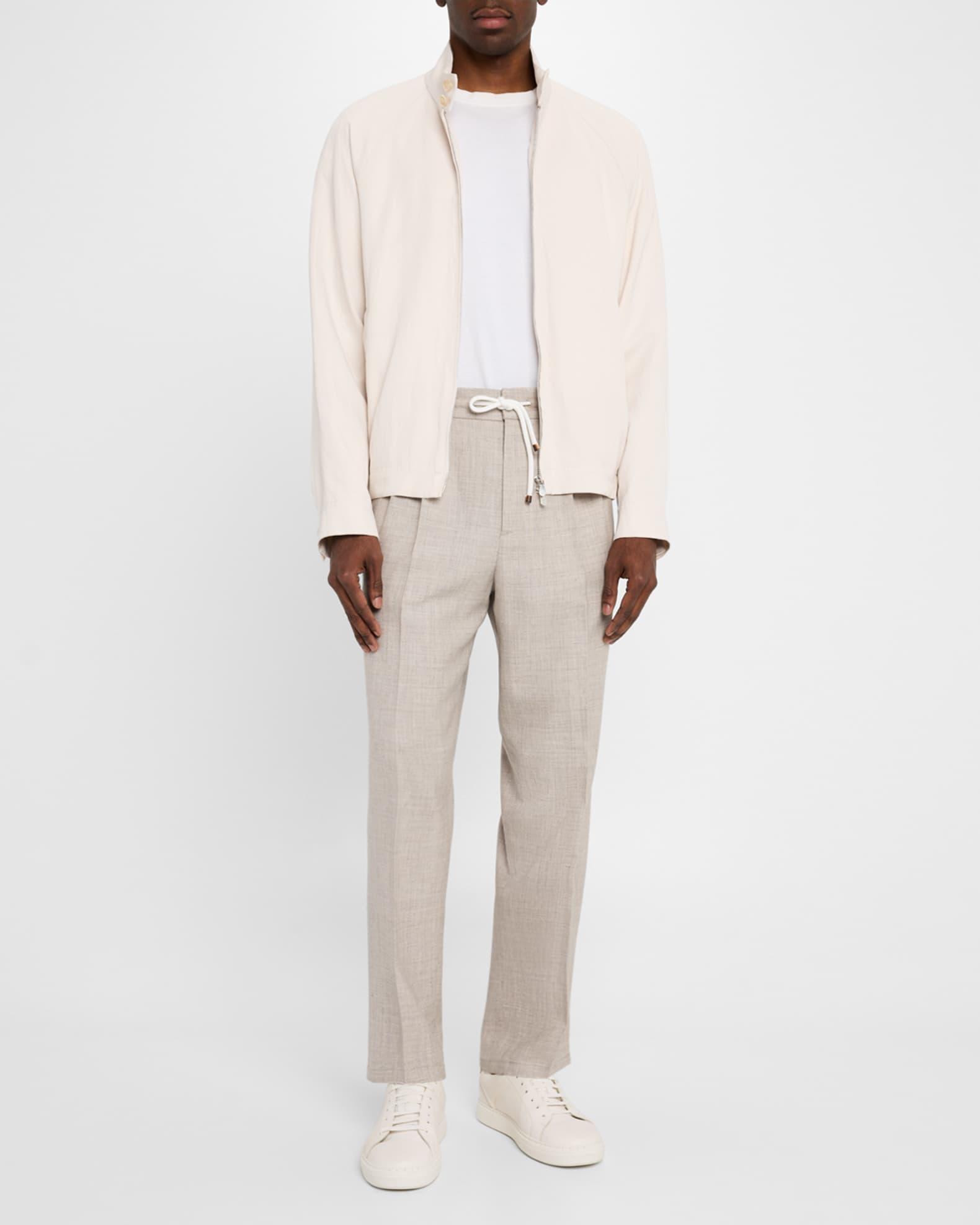 Men's Linen and Silk Full-Zip Bomber Jacket Product Image