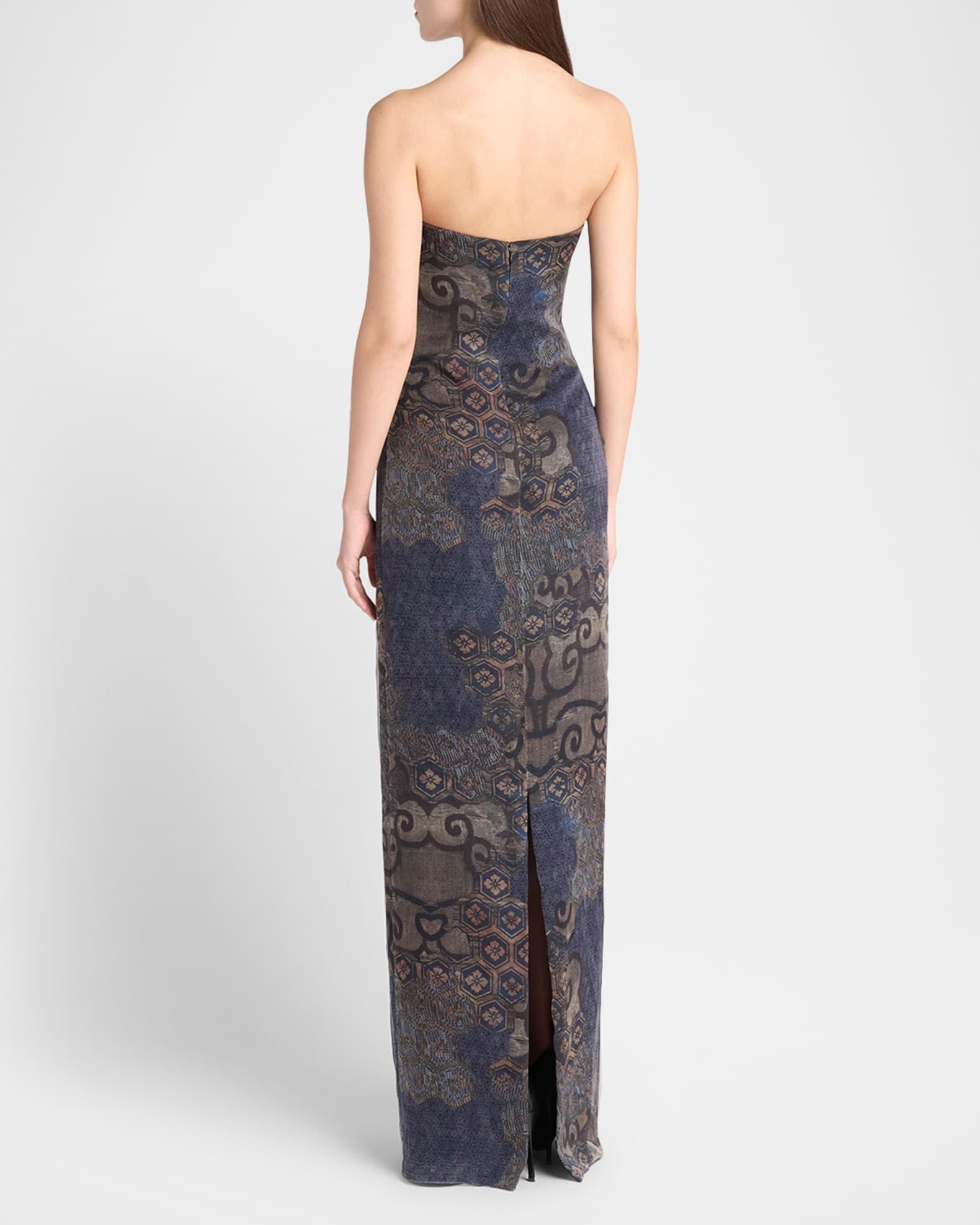 Strapless Tile-Print Silk Gown Product Image