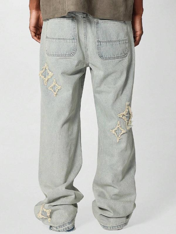 Men's Solid Colour Loose Jeans Product Image