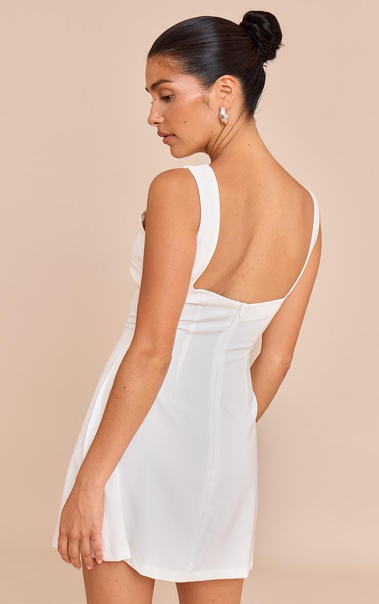 Petite White Open Back Woven Shift Mini Dress Product Image