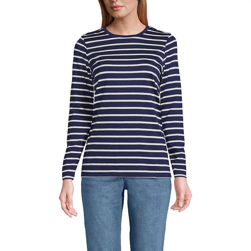 Petite Lands' End Relaxed-Fit Supima Long Sleeve Cotton Crewneck Tee, Women's,  Product Image