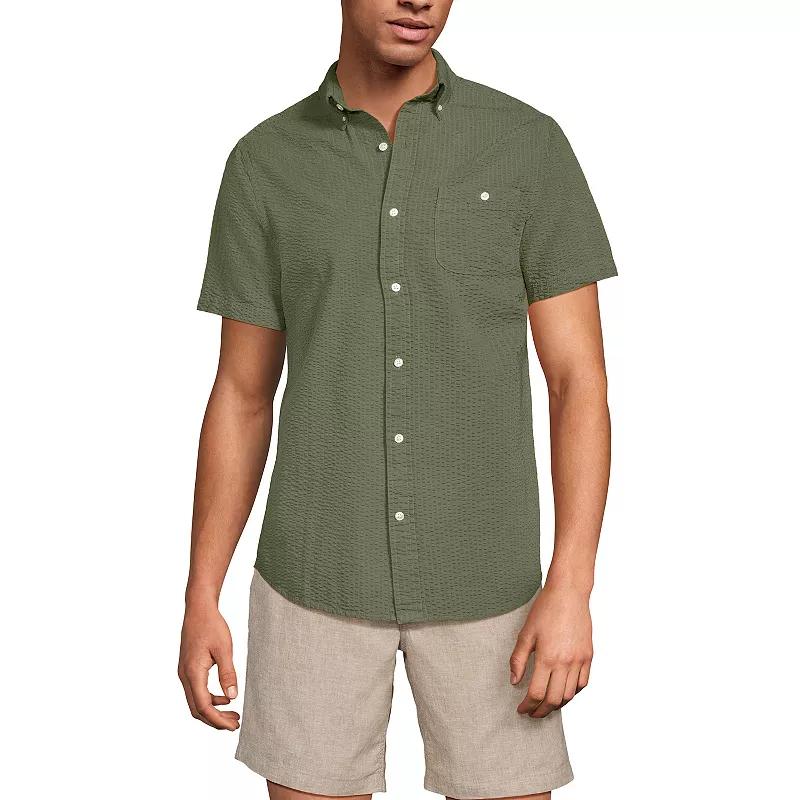 Men's Lands' End Button-Down Seersucker Shirt,  Product Image