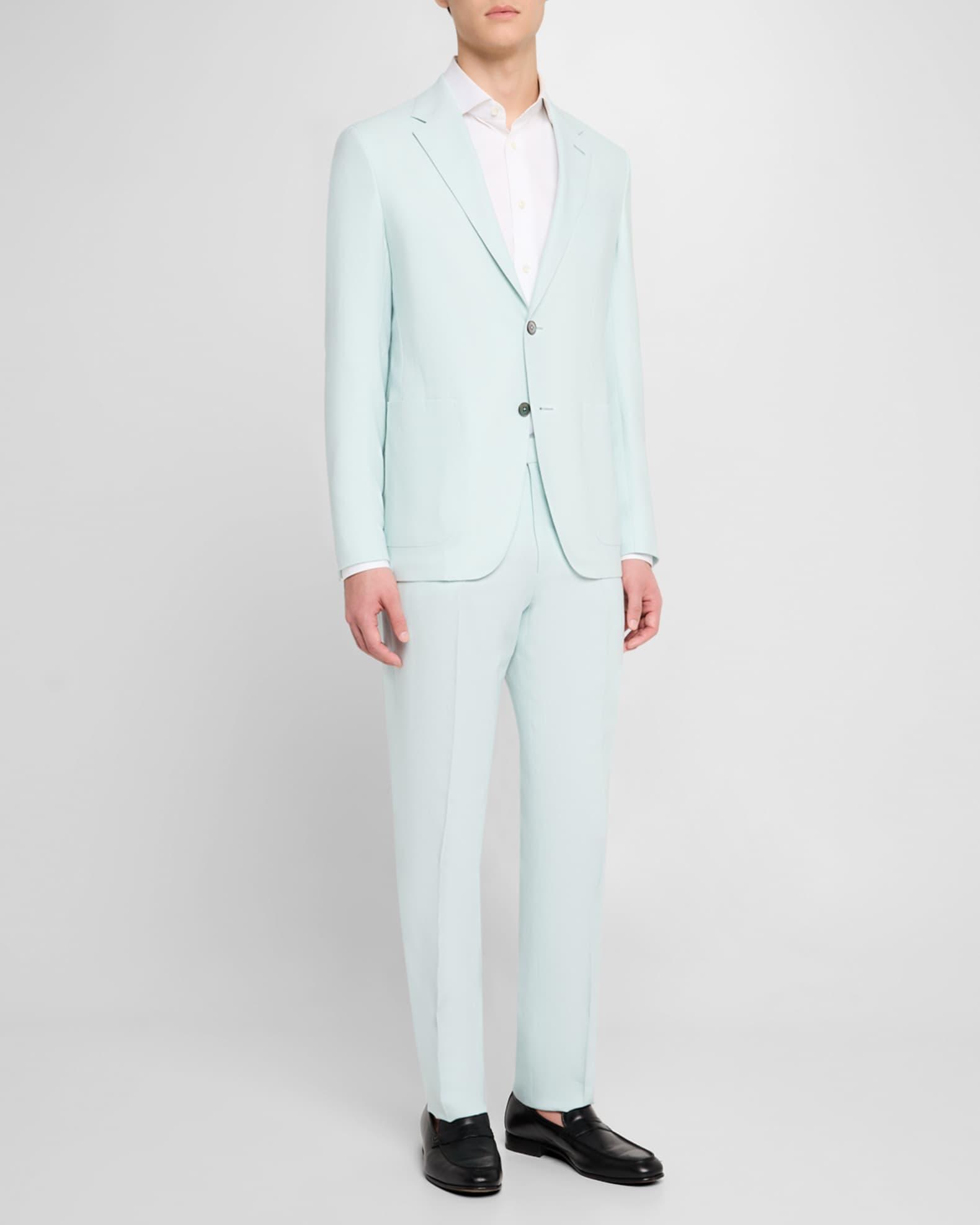 Men's Oasi Lino Flat-Front Trousers Product Image