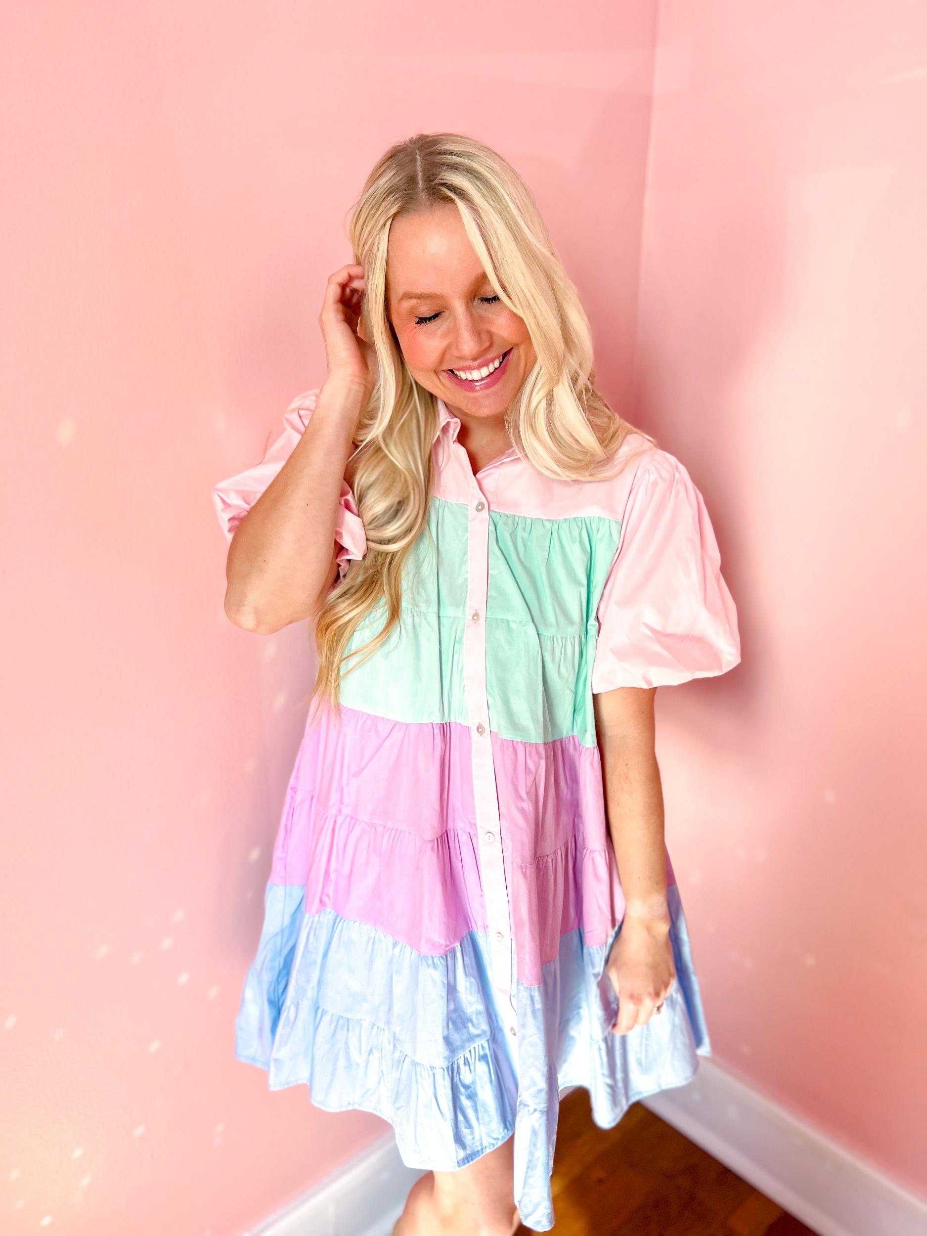 Pretty Pastels Colorblock Dress Product Image