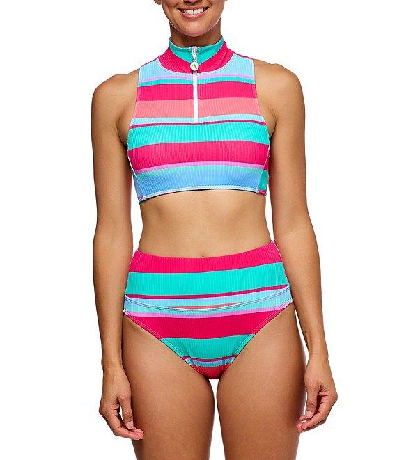 Next by Athena Bermuda Stripe Harmony Rib Texture High Waist Swim Bottom Product Image