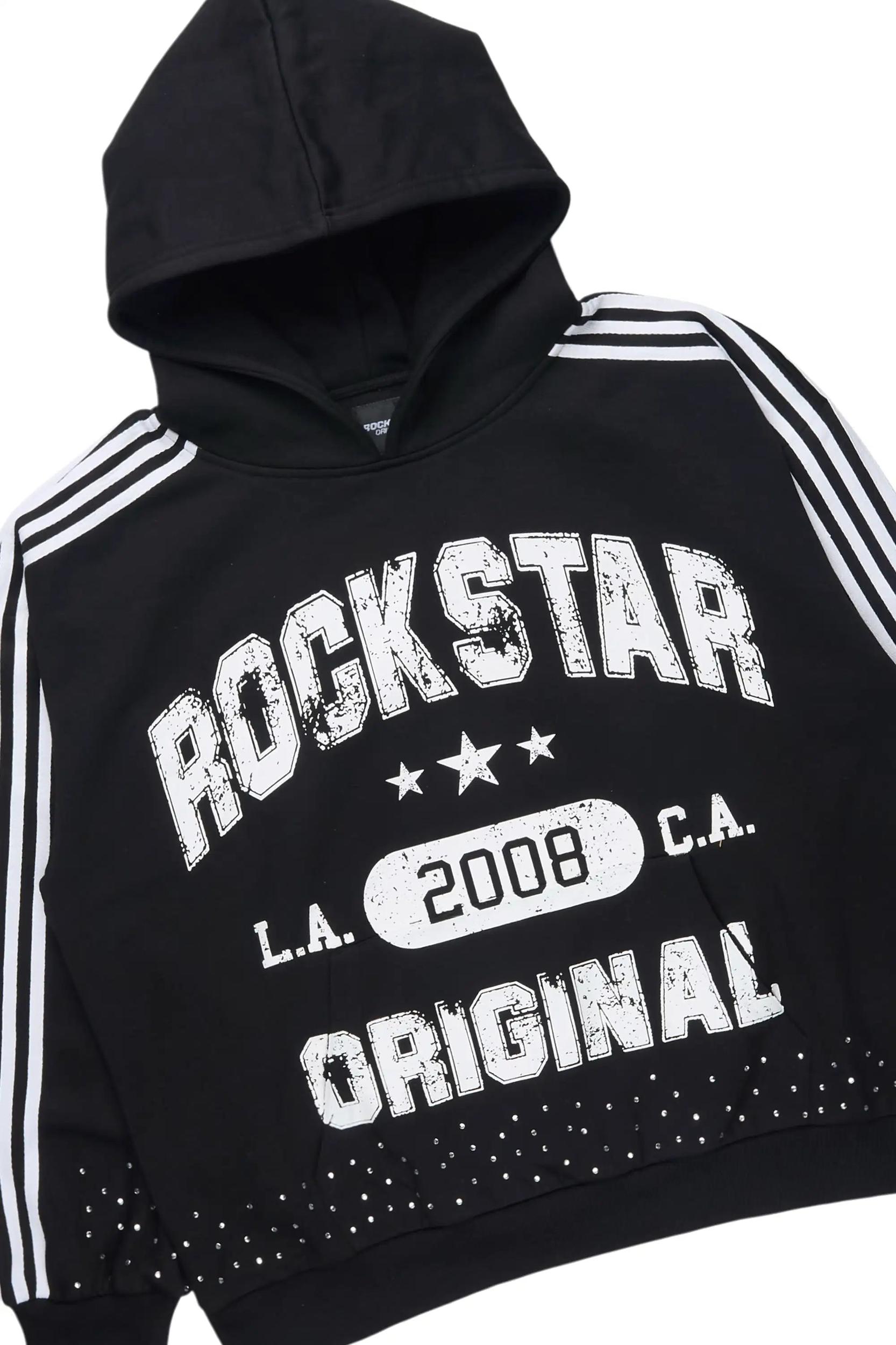 Tylla Black Rhinestone Hoodie/Baggy Pant Track Set Male Product Image