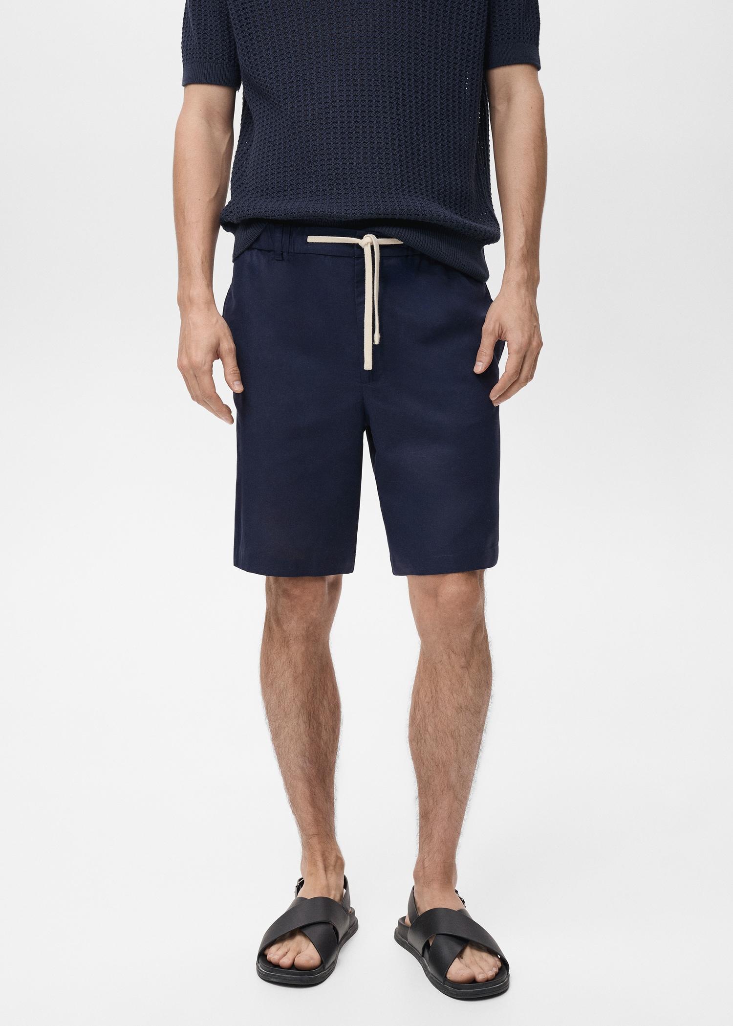 Cotton-linen blend bermuda shorts - Men | MANGO USA Product Image