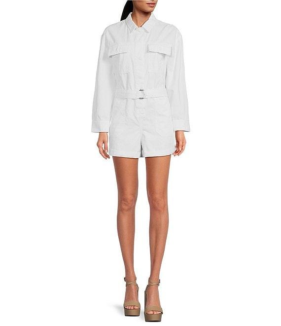 Gianni Bini Charlie Denim Button Down Long Sleeve Romper Product Image