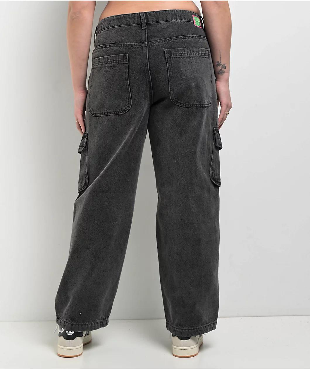 Empyre Loiter Slouchy Black Wash Cargo Denim Jeans Product Image