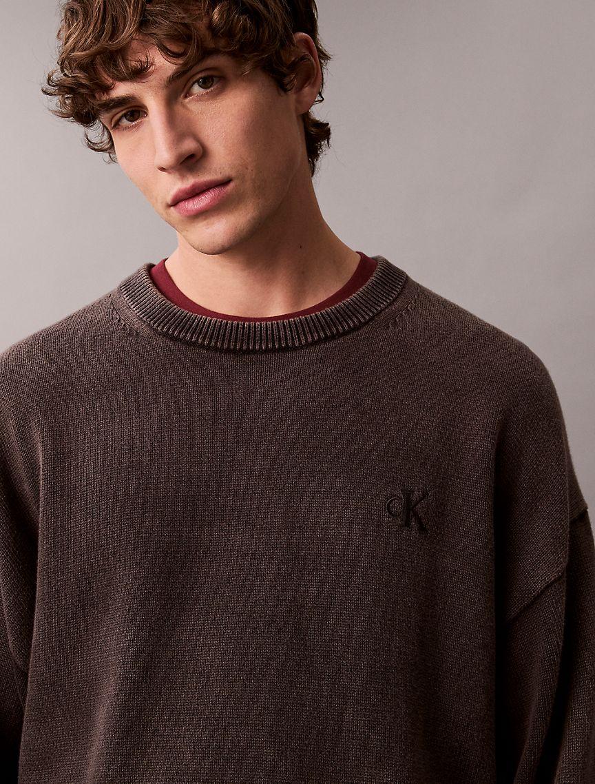 Cotton Relaxed Crewneck Sweater Product Image