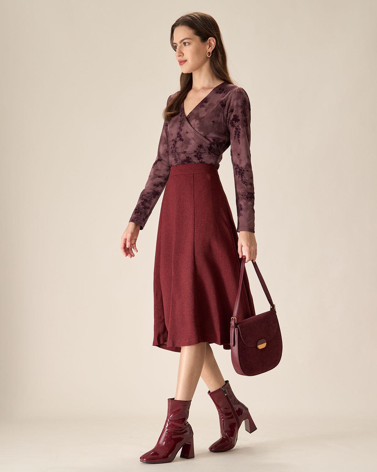 Purple Floral Ruched Wrap Tee Product Image