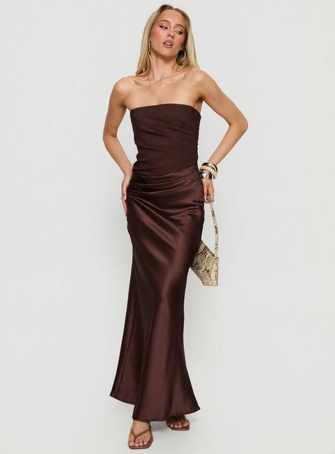 Lulita Strapless Maxi Dress Brown Product Image