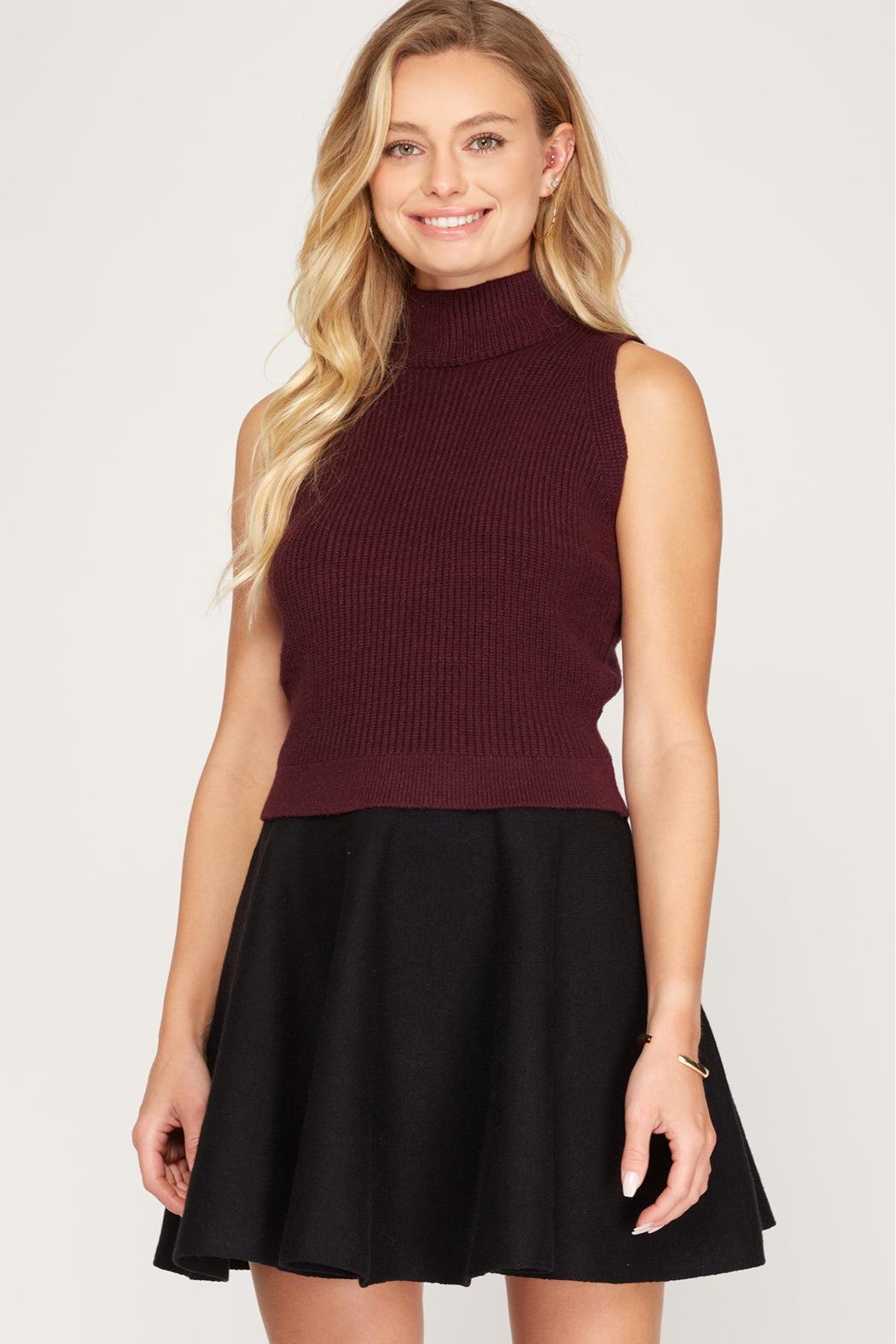Mock Neck Sleeveless Sweater Product Image