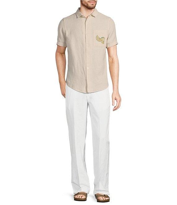 Murano Baird McNutt Linen Textured Short Sleeve Woven Camp Shirt Product Image