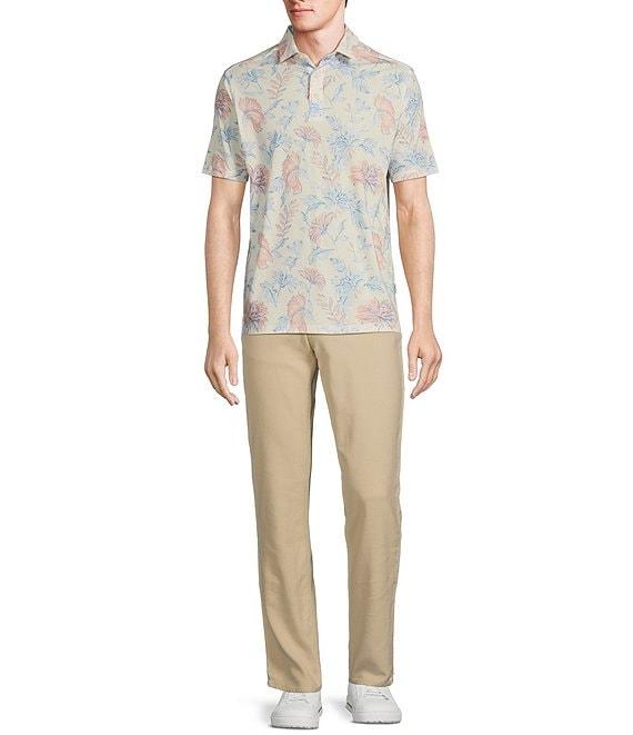 Rowm Rec + Relax Short Sleeve Petal Print Polo Shirt Product Image