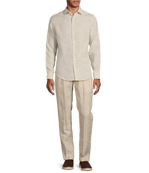 Murano Baird McNutt Linen Slim Fit Solid Long Sleeve Woven Shirt Product Image