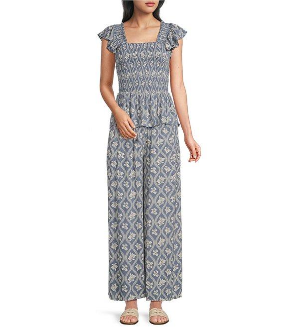 Angie Printed Drawstring Wide Leg Pant Product Image