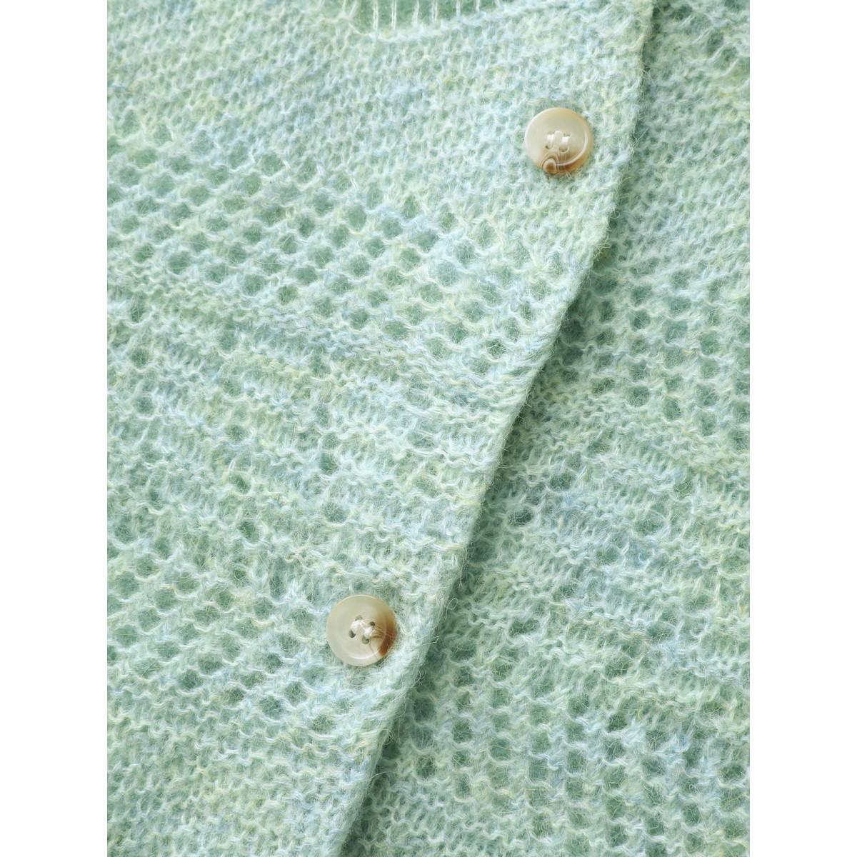 Plus Size Textured Heather Button Front Knit Cardigan Mint Women Loose Long Sleeve Casual Cardigans BloomChic 12/L Product Image