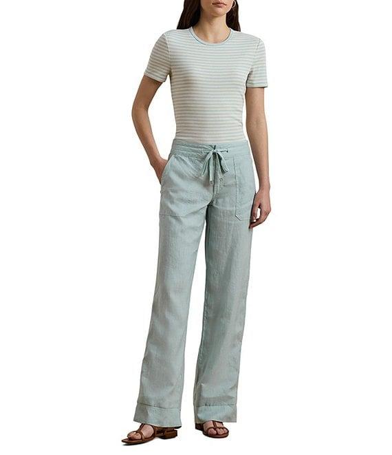 Lauren Ralph Lauren Stretch Knit Stripe Print Crew Neck Short Sleeve Tee Product Image