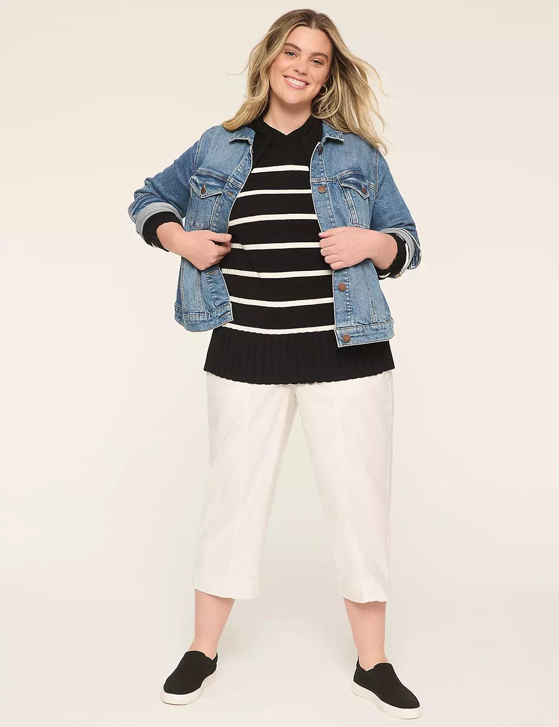 Slub Pull-On Crop Pant Product Image