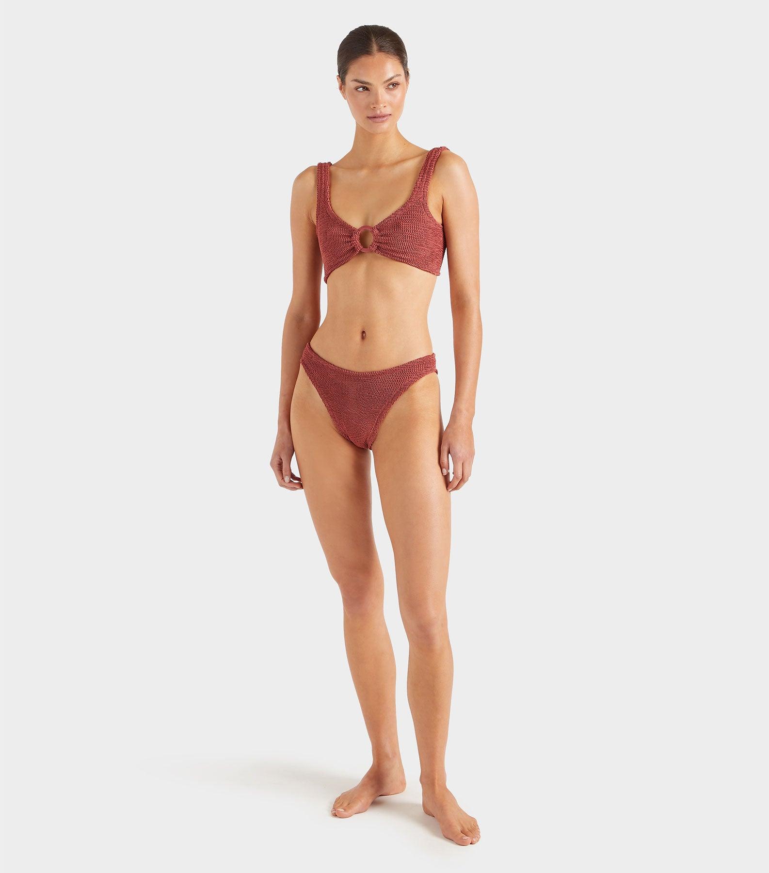 Julia Bikini With Tonal Hoops - Metallic Rosewood Product Image