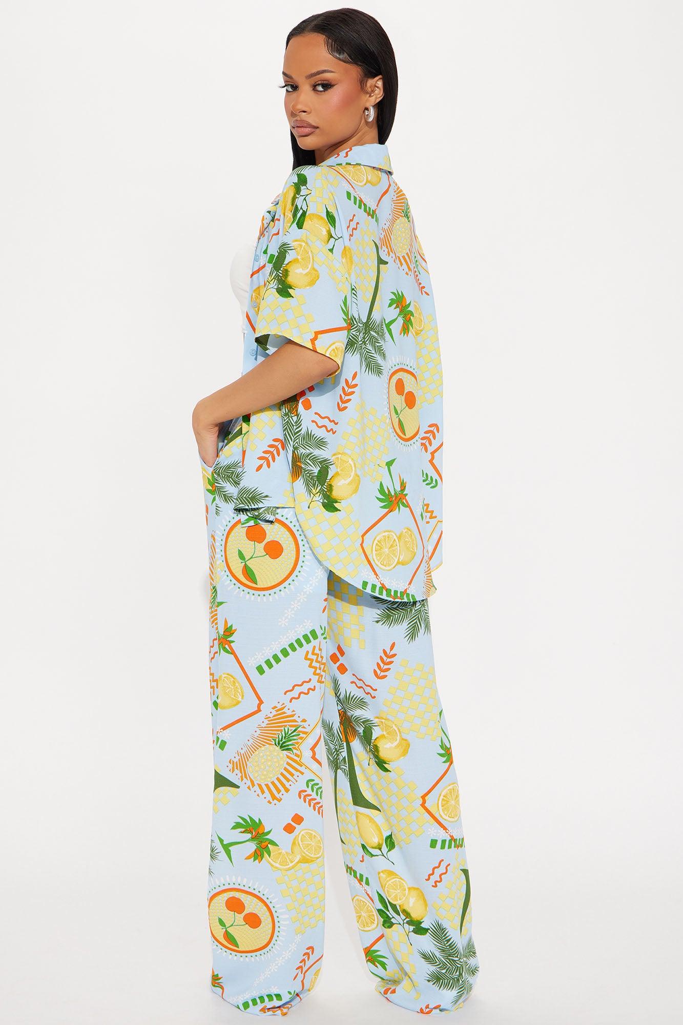 Zesty Attitude Pant Set - Blue/combo Product Image