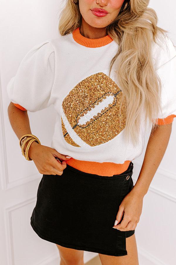 Tailgate Cutie Sequin Sweater Top in Ivory Product Image