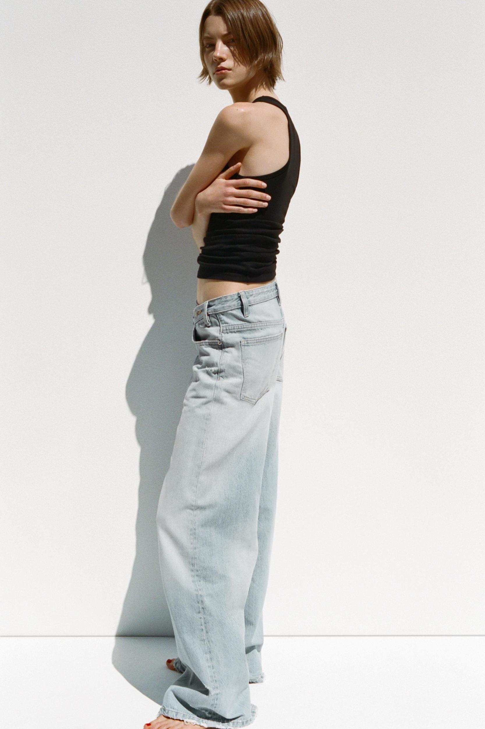 TRF HIGH-WAIST WIDE LEG CROSSOVER JEANS Product Image