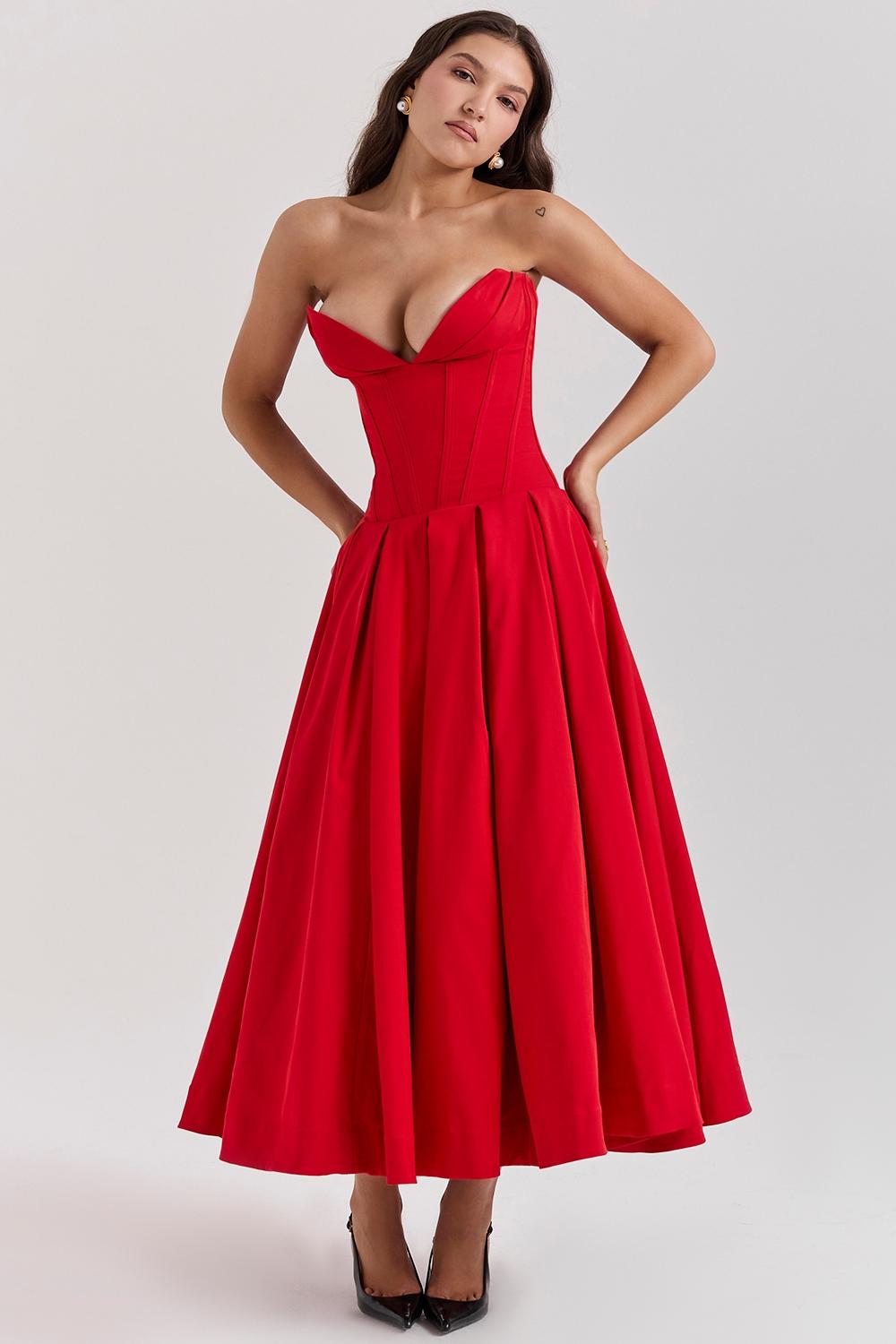Lady  scarlet strapless midi dress Product Image