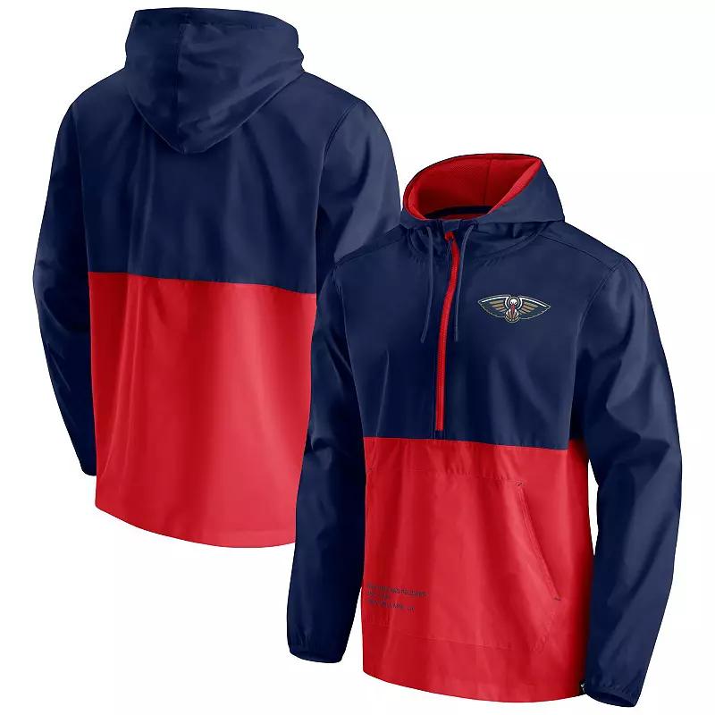 Men's Fanatics Branded Navy/Red Washington Wizards Anorak Block Party Windbreaker Half-Zip Hoodie Jacket, Size: Large, Wiz Blue Product Image