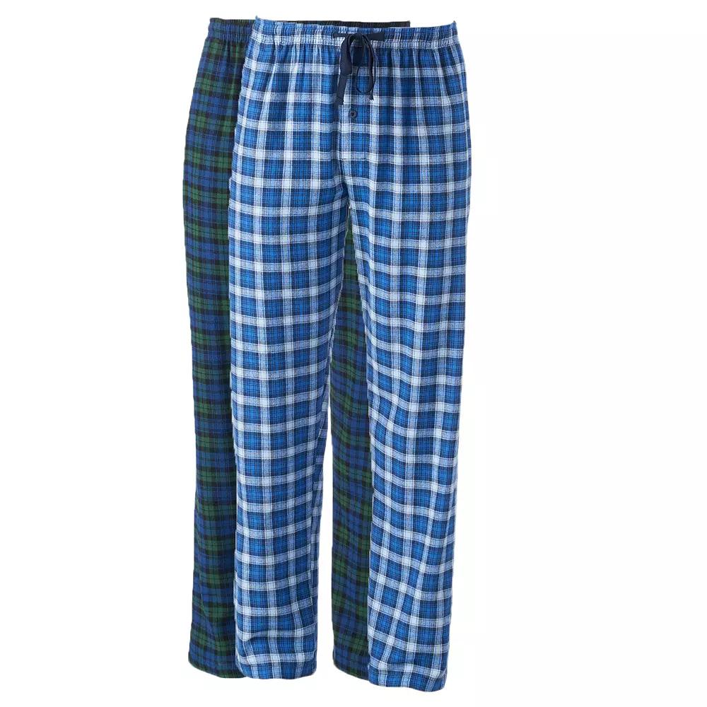 Big & Tall Hanes® 2 Pack Plaid Flannel Pajama Pants, Men's, Size: 4XL, Blue Blackwatch Plaid Product Image