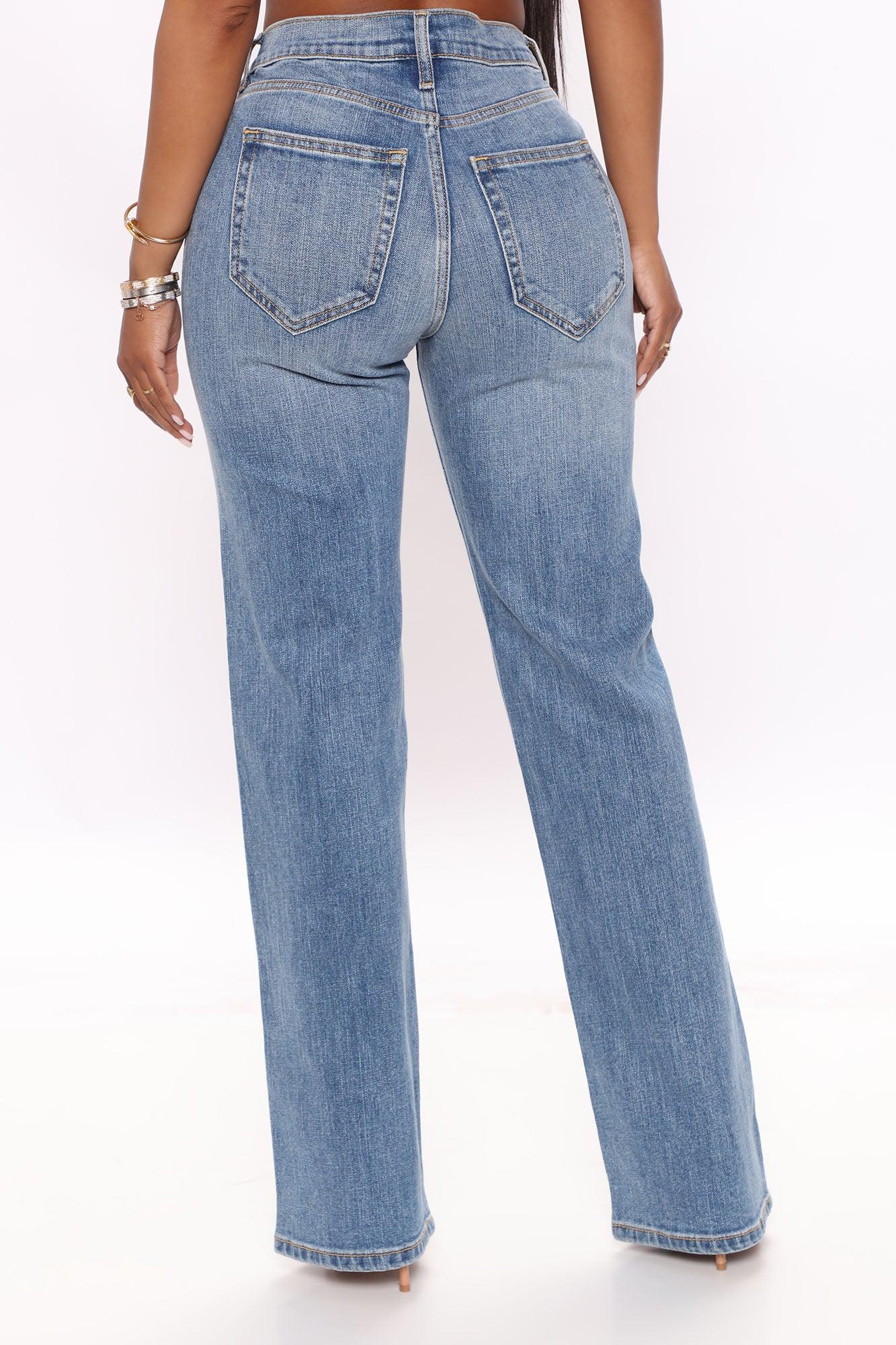 Be Authentic Slouchy Stretch Straight Leg Jeans - Medium Blue Wash Product Image