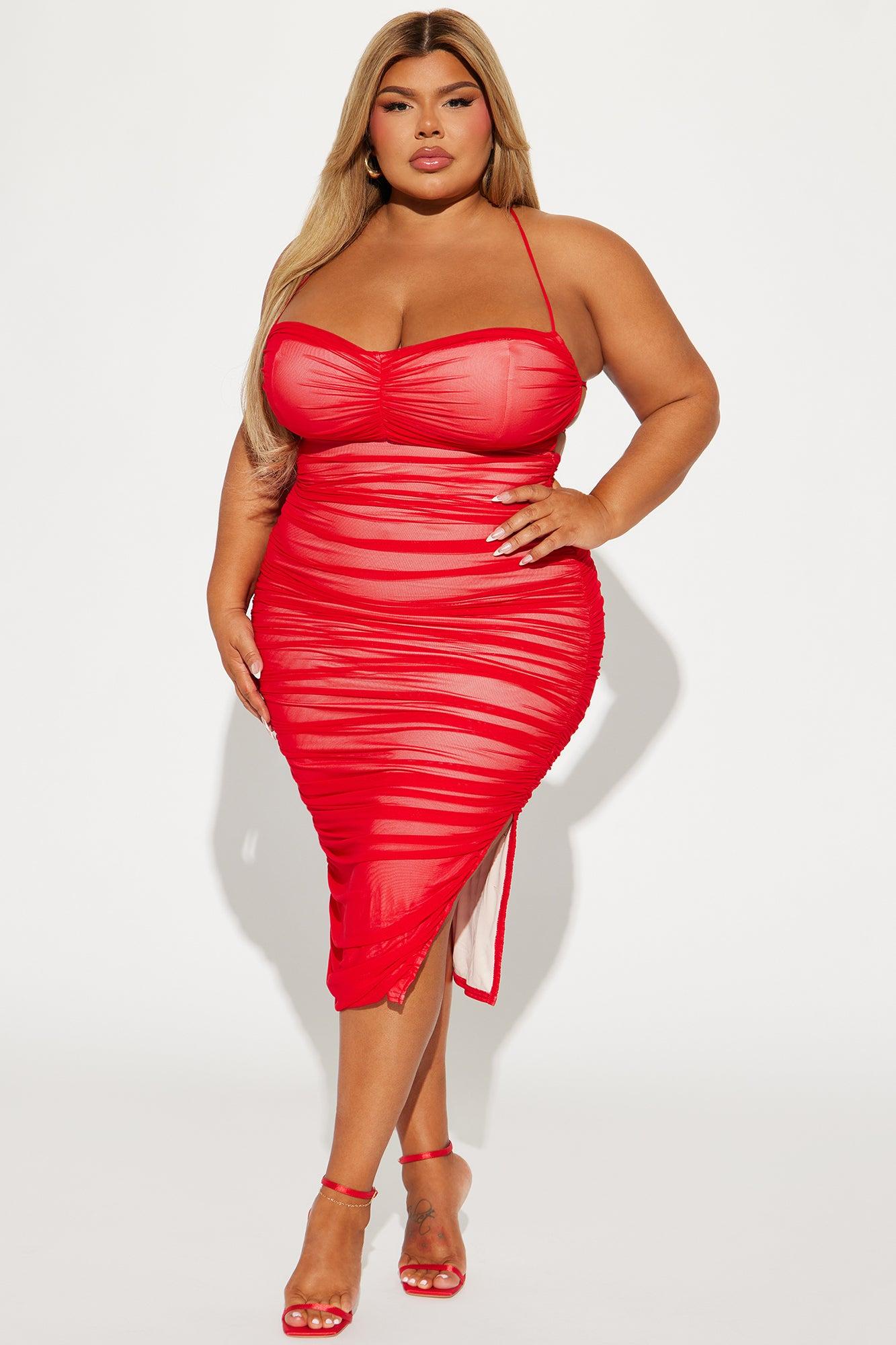 Life After Love Mesh Midi Dress - Red Product Image