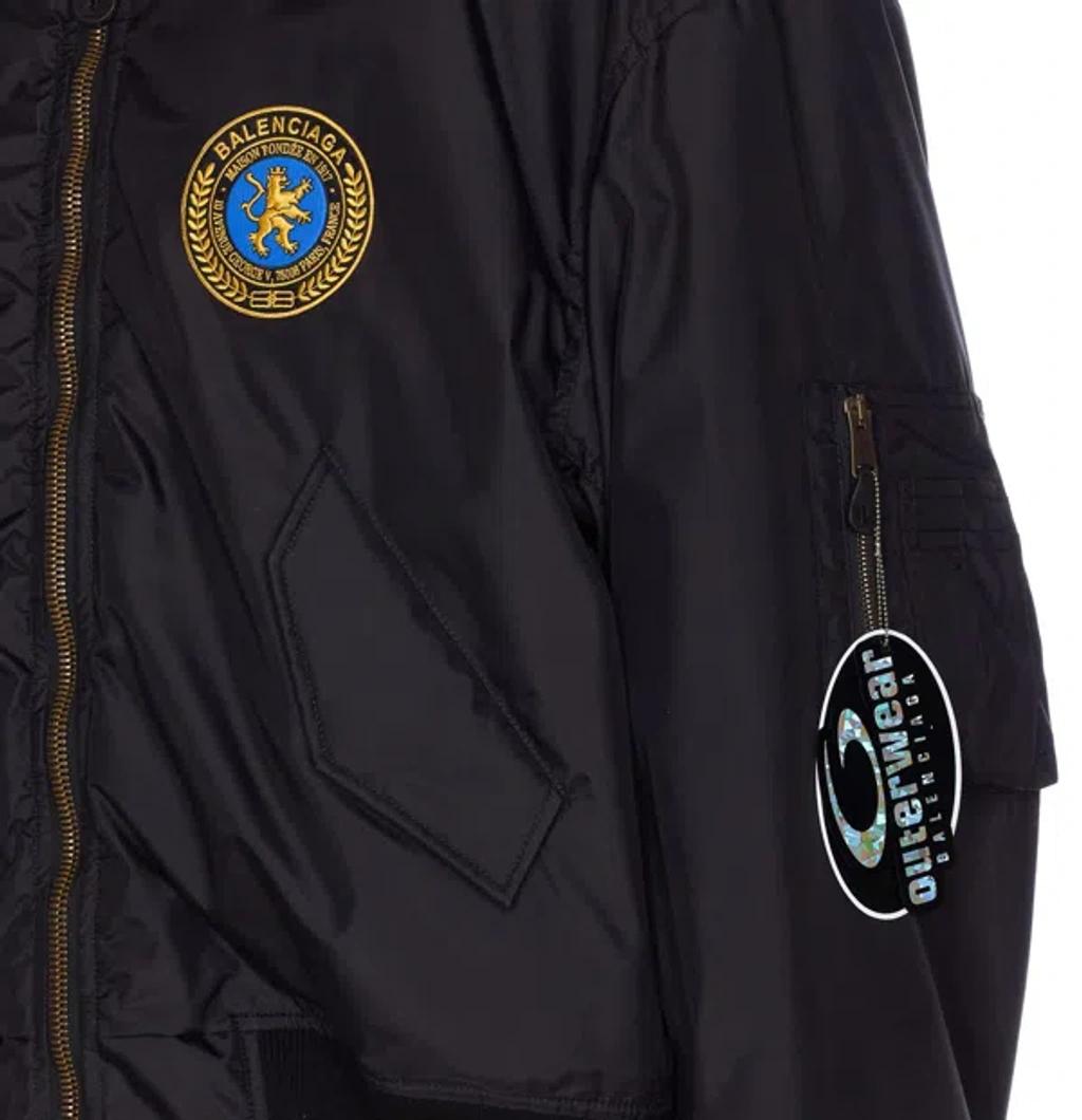 BALENCIAGA Nylon Uniform Merch Large Fit Bomber In Black Product Image